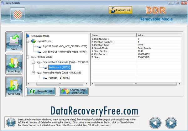 Removable Media Data Recovery Program screenshot