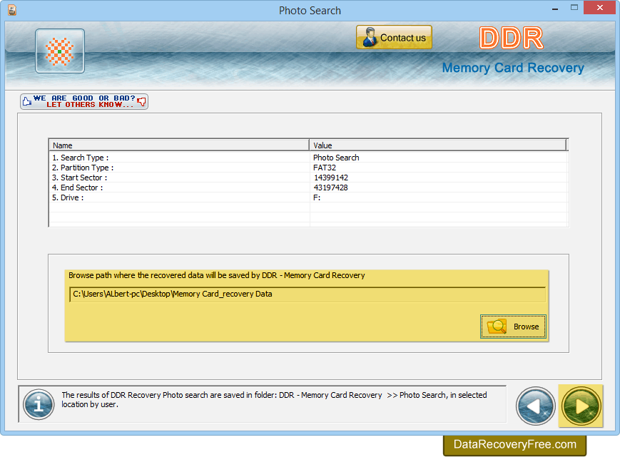 Browse path to save recovered data Browse path to save recovered data