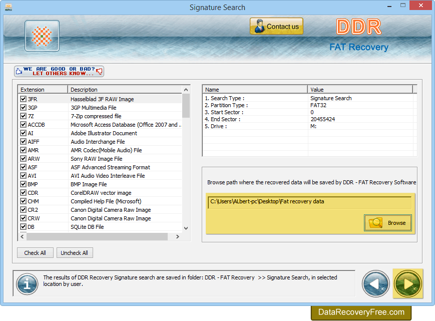 Browse path to save recovered data Browse path to save recovered data