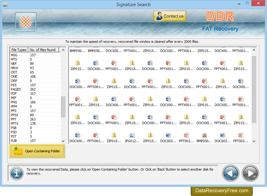 View recovered data files